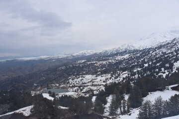 snow covered mountains