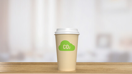 The icon co2 on coffee cup for eco or environment concept 3d rendering