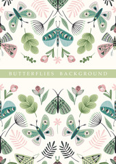 Vector butterflies background. Template for card, poster, flyer, cover, home decor and other.