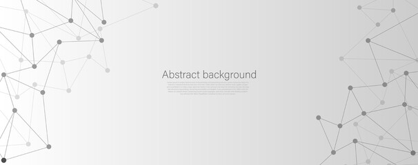 Design black and white abstract polygonal background and connecting dots and lines global network connection with copy space for your text.