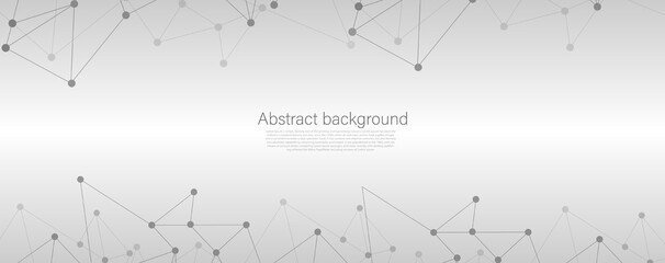 Design black and white abstract polygonal background and connecting dots and lines global network connection with copy space for your text.