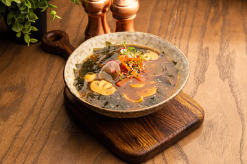 Mushroom soup with pepper and spices