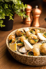 Snails with garlic butter and cheese