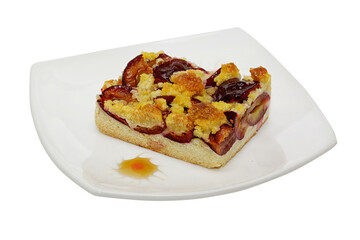 Fresh baked plum cake with pwdered sugar