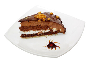 cake truffle with black chocolate sauce