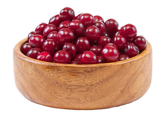 Bowl with ripe cherries. Isolated on a white background.