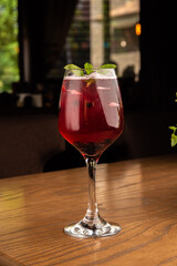 Blackcurrant cocktail with mint