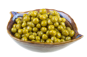 green peas, in a bowl, isolated, white background