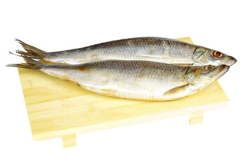 Salted herring isolated on the white background