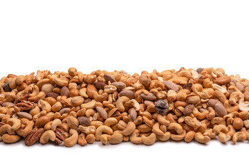 A group of almonds, pistachios, walnuts, macadamia, cashews.