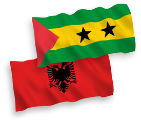 Flags of Saint Thomas and Prince and Albania on a white background