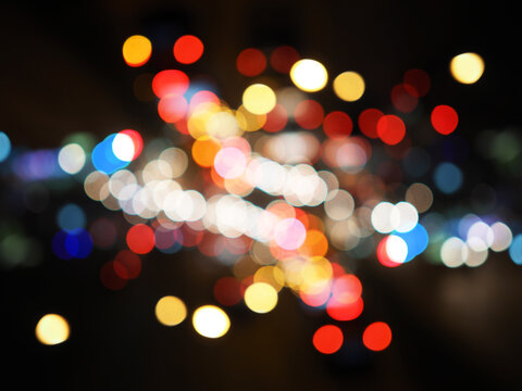 Night city street lights bokeh with blurred background