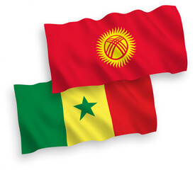 Flags of Republic of Senegal and Kyrgyzstan on a white background