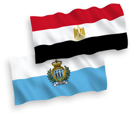 Flags of San Marino and Egypt on a white background