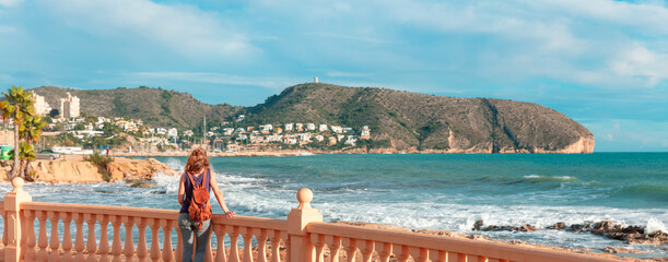 Tourist enjoying coastline,  Costa blanca,  Alicante province in Spain