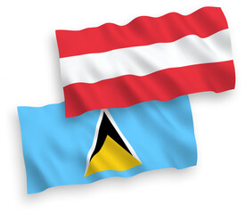 Flags of Austria and Saint Lucia on a white background