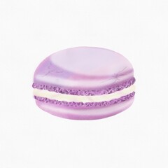 Purple macarons in a watercolor style separately on a white background, graphic drawing.