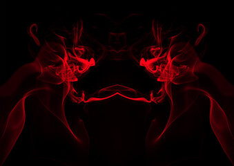 Design of red smoke abstract on black background