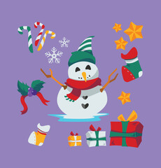 snowman and christmas elements