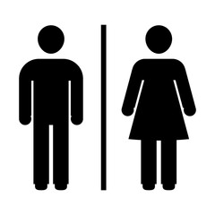 Toilet signs male and female, WC signs, washroom icons, toilet symbols are isolated and transparent.