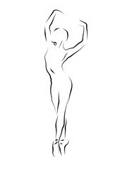 beautiful minimalist drawing of a ballet dancer
