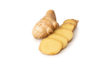 Ginger root isolated on white background.