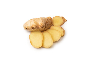 Ginger root isolated on white background.