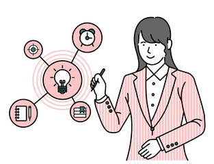 A study illustration of the teacher's plan icon that awakens imagination and creativity