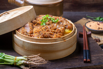 Traditional Chinese food, steamed mutton with flour
