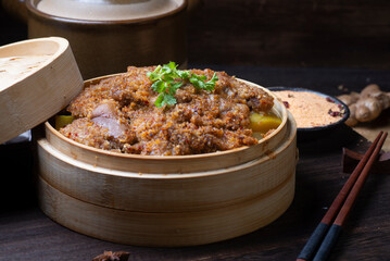 Traditional Chinese food, steamed mutton with flour
