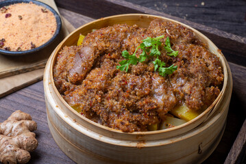 Traditional Chinese food, steamed mutton with flour