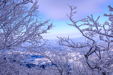 Scenic view of snow-covered mountains against sky