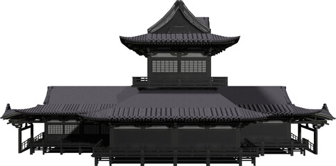 Japanese temple, Side View, Generative AI