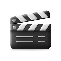 Film Clapper 3d cartoon Icon. Movie clapper board. Cinema production sign.