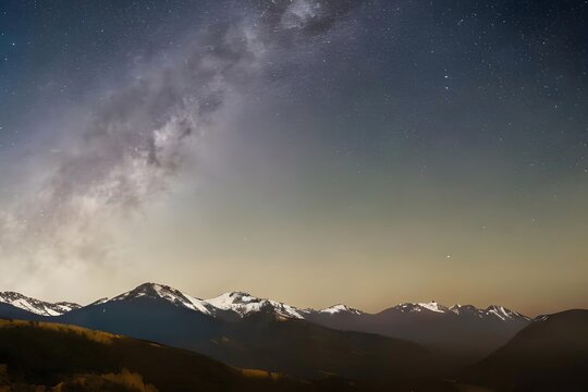The Milky Way Galaxy above the Mountains