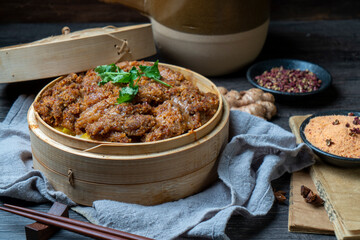 Traditional Chinese food, steamed mutton with flour