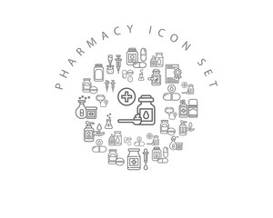 Fototapeta premium Vector pharmacy icon set 