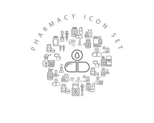 Vector pharmacy icon set 