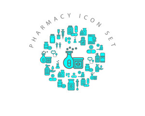 Vector pharmacy icon set 