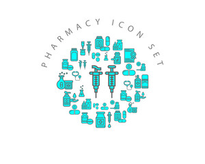 Vector pharmacy icon set 