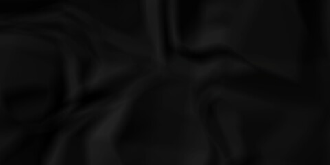 Dark Black facbric paper backdrop crumpled texture. dark black textured crumpled black paper background. panorama black paper texture background, crumpled pattern.