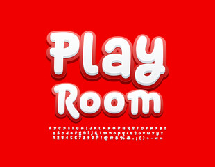 Vector creative sign Play Room with playful Font. Bright handwritten Alphabet Letters, Numbers and Symbols