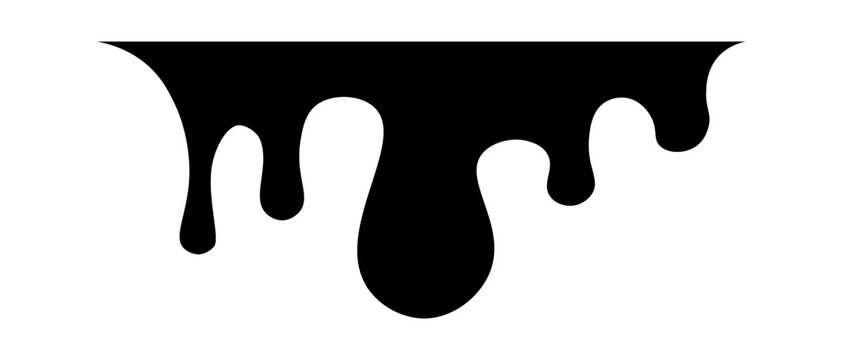 Drip of honey, melt drop. Black chocolate. Vector ink paint liquid. Sause syrip shape set