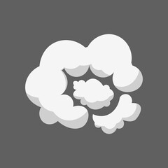 Cartoon smoke cloud. Comic stem effect. Vector fog silhouette set