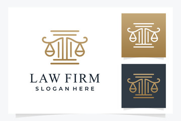 creative law firm logo collection, justice logo, black, white and gold background
