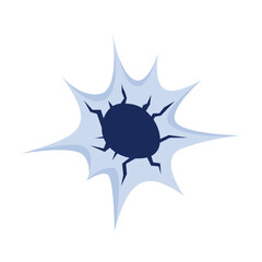 Bullet hole cartoon illustration on white background. Pop art illustration. Explosion, bang, weapon concept