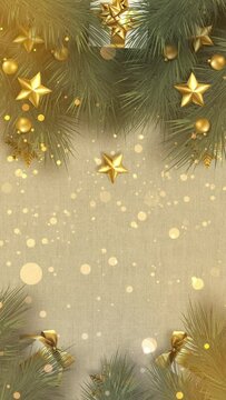  Background for Christmas and New Year Greeting Card.  ProRes 422 High Quality, 4K, Vertical.