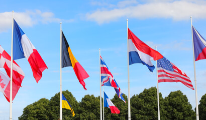 flags of countries waving during the meeting