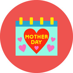 Mothers Day Multicolor Circle Flat Icon