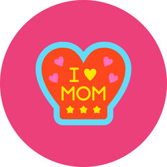 I Love Mom Multicolor Circle Flat Icon